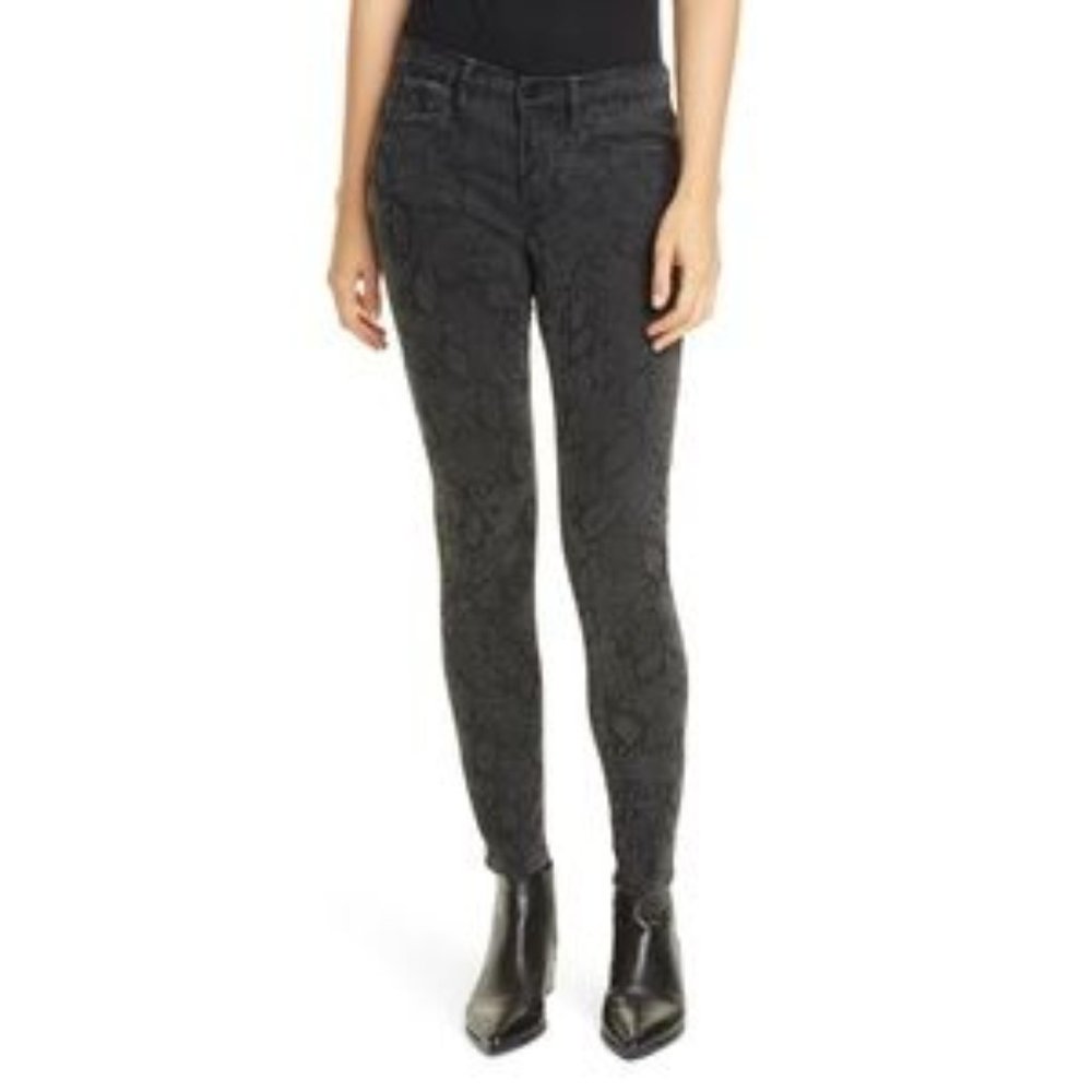 FRAME DENIM Black Python Print Skinny Jeans - Picture 4 of 4